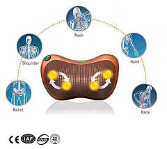 Масажна подушка 3 рівня Massage pillow QY-8028 для шиї, плечей і спини автомобільний роликовий масажер 2 в 1, фото 5