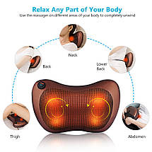 Масажна подушка 3 рівня Massage pillow QY-8028 для шиї, плечей і спини автомобільний роликовий масажер 2 в 1, фото 6