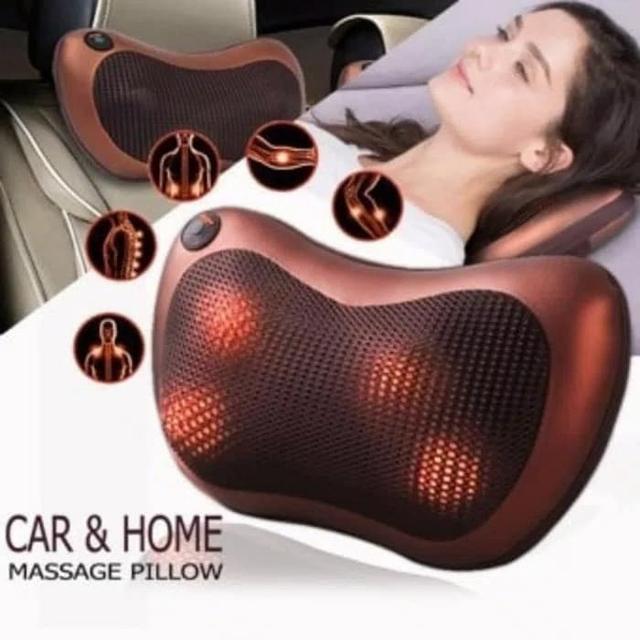 Подушка роликова масажна автомобільна Massage pillow QY-8028 від болю інфачервоний підігрів від прикурювача, фото 1