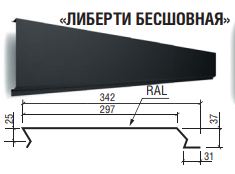 Металеві фасадні панелі ТЕРМАСТИЛ "Ліберті безшовний" RAL 9005 PEМА , сталь 0,5 мм.Польща, фото 1