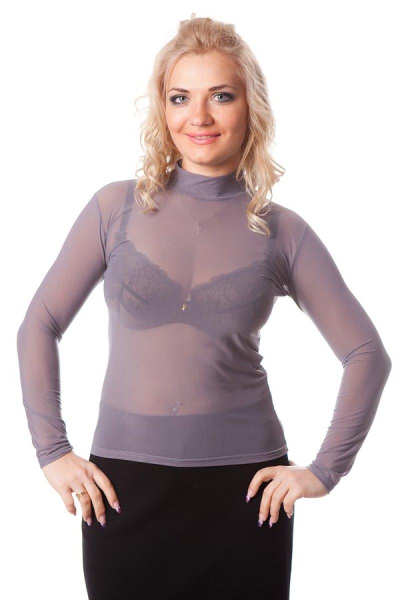 Темно-серая водолазка сеточка