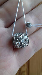 Срібний шарм із білими каменями Світ Peace