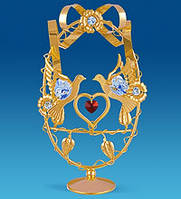 Позолочена фігурка Блакитні із серцем із кристалами Сваровскі