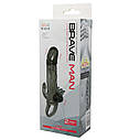 Насадка на член - Brave men Vibro Penis Sleeve Black, фото 11