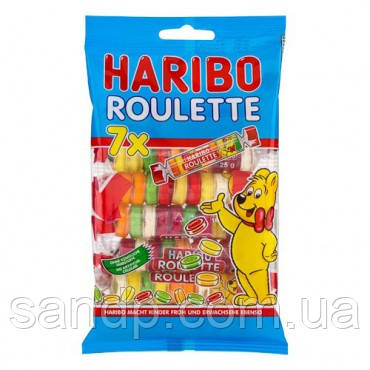 Цукерки Фруктові рулетики Желейні Haribo Roulette 7 Pack 175 g, фото 2