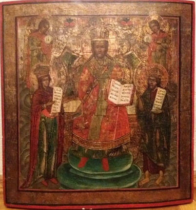 Ікона Деісус Господь з Богородицею та Іоанном 19 століття, фото 2