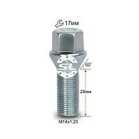 Колёсный болт BMW М14х1,25х28мм ( X5-E70,F15; X6-E71,F16) Конус Цинк ключ 17