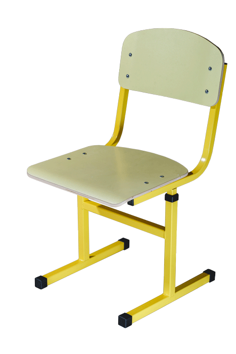 Стілець Т-подібний на квадратній трубі №4-6 з покриттям HPL, колір жовтий