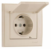 Розетка з кришкою LEZARD RAIN крем, 703-0388-123