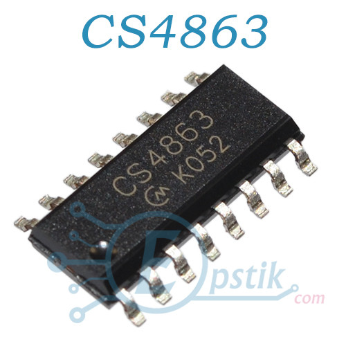 CS4863, двоканальний стерео підсилювач класу AB, 2.2 W, SOP16