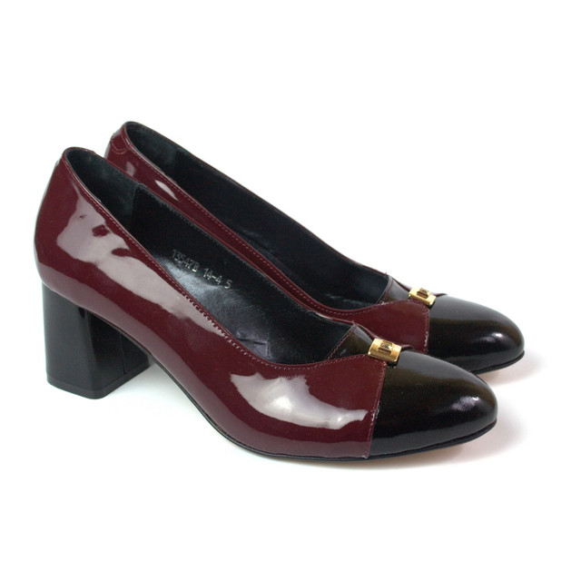 Туфлі жіночі великий розмір шкіра лак на підборах 6 см Pyra V Gold Burgundy Lether by Rosso Avangard BS бордо Детальніше: