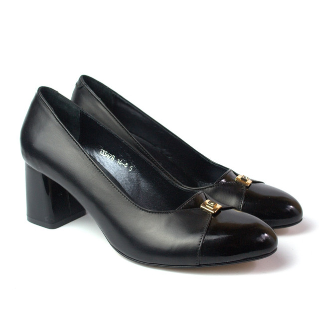 Туфлі жіночі великий розмір на підборах 6 см Pyra V Gold Black Lether by Rosso Avangard BS шкіряні чорні