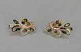 Срібні сережки з золотими вставками, фото 2