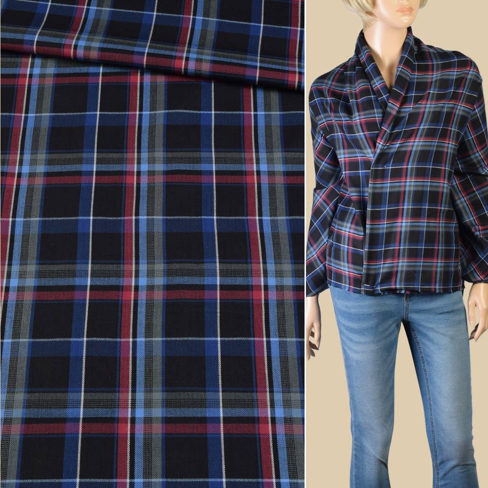 Коттон в синьо-біло-червоно-зелену клітку ш.150