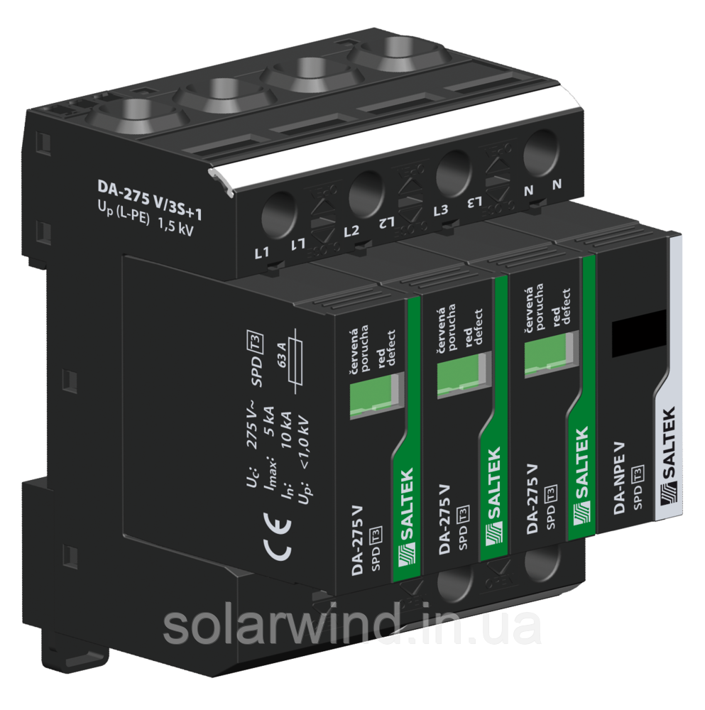 Обмежувач перенапруги ПЗІП SALTEK DA-275 V/3S+1