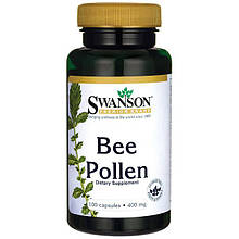Бджолиний Пилок, Bee Pollen, Swanson, 400 мг, 100 капсул