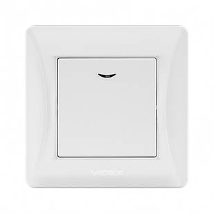 VIDEX BINERA білий Вимикач 1кл з підсвічуванням (VF-BNSW1L-W) (20/120)