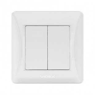 VIDEX BINERA Вимикач білий 2кл (VF-BNSW2-W) (20/120)