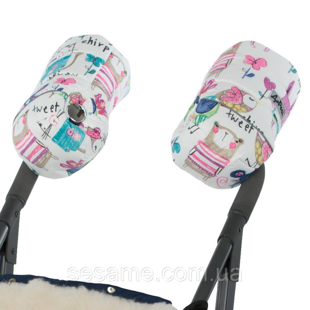 Муфта на натуральній овчині Малюнки на Білому тлі