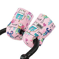 Муфта на натуральній овчині Малюнки на Рожевому тлі