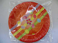 Тарелки праздничные бумажные одноразовые 23см"Рыжая" 10шт (1 пач)