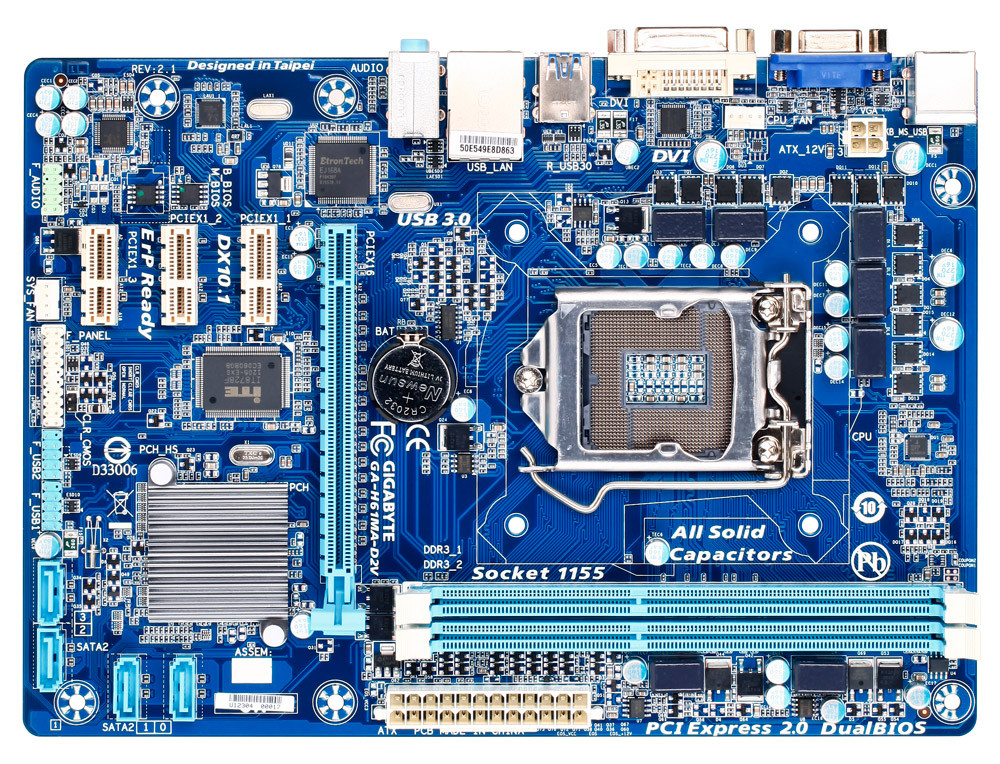 Gigabyte GA-H61MA-D2V USB 3.0   Socket 1155  Гарантія 3 мес., фото 1