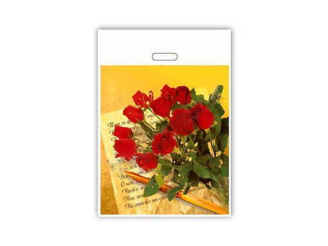 Пакети з вирубаною ручкою (42*50+3) "Троянди" ХВГ (25 шт.)