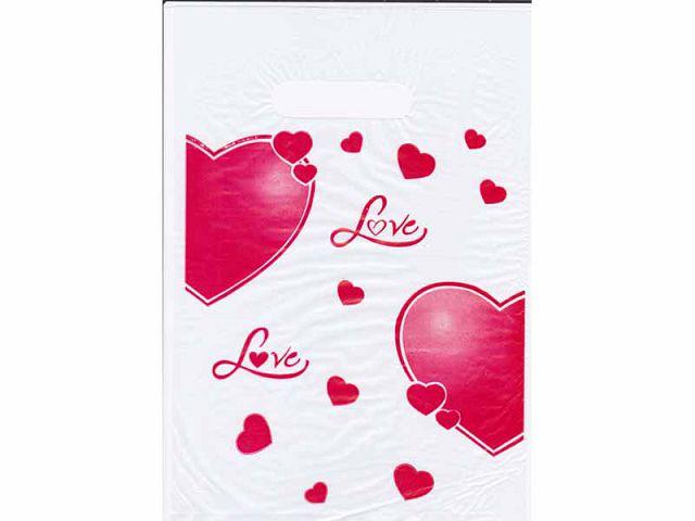 Пакети з вирубний ручкою (20*30) "Сердечка любов" ХВГ (100 шт)