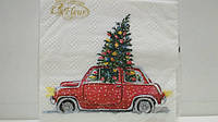 Серветка (ЗхЗ, 20 шт.) La FleurНГ Новорічний автомобіль (318) (1 пач)