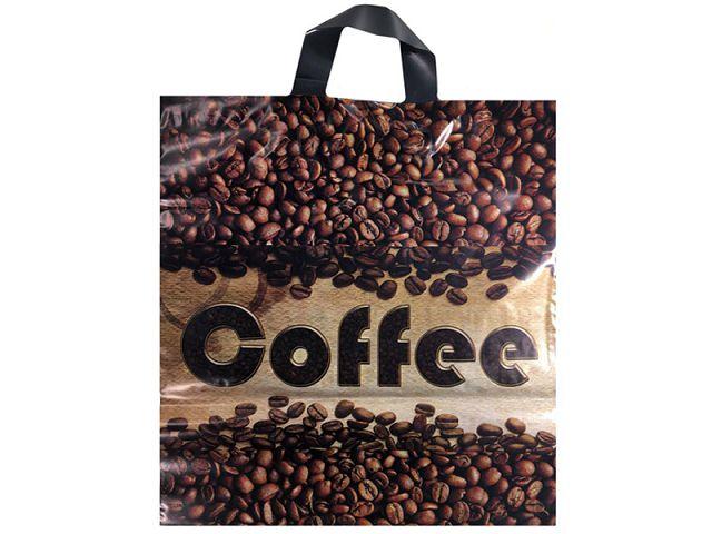 Пакет із петльовою ручкою "Кава в зернах" (38х42+3) 90 мк ДПА (50 шт), фото 1