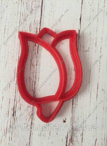 Пластикова вирубка головка тюльпана з відбитком, 7см, фото 1