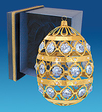 Позолочена фігурка "Яйцо бол" у подарунковій коробці з кристалами Сваровскі
