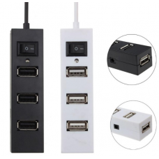 Хаб USB 2.0 HUB 4 порти, Black, 480Mbts живлення від USB, з кнопкою вкл./викл q300