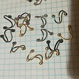 Пірсинг сережки золотиста спіраль 1,6 мм із кульками, фото 4