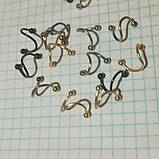 Пірсинг сережки золотиста спіраль 1,6 мм із кульками, фото 6