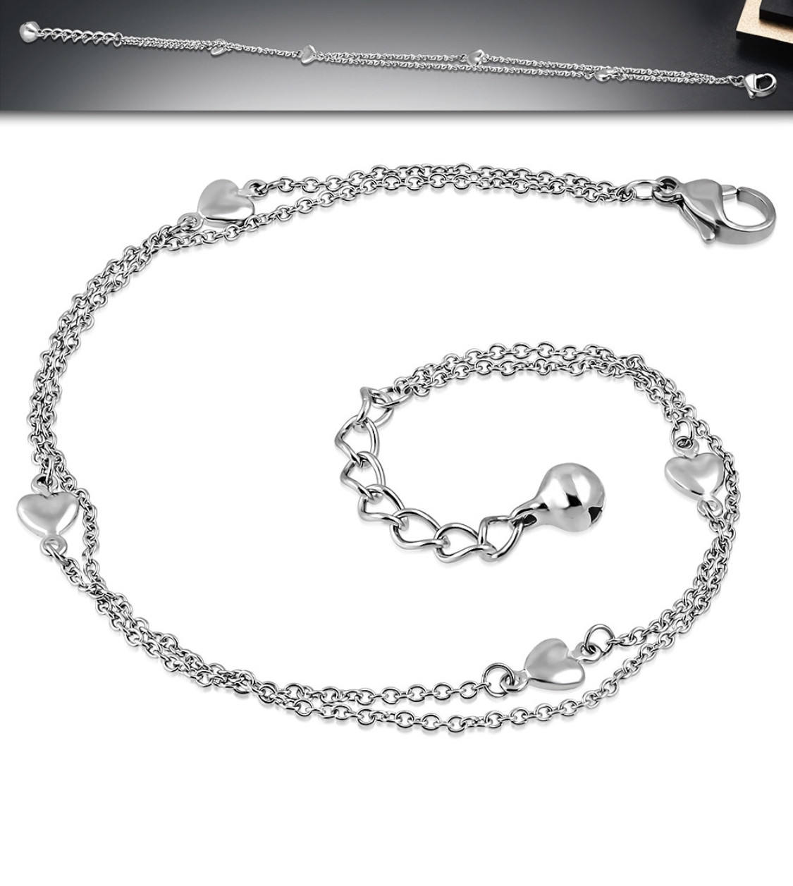 Браслет на ногу з медичної сталі «Серце», фото 1