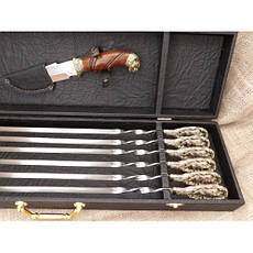 Шампури ручної роботи "Волоча стая" з красивим ножем у кейсі з екошкіри, фото 2
