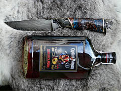 Подарунковий набір для чоловіка "Captain Morgan" — з ножем із дамаської сталі та ромом (під замовлення), фото 3