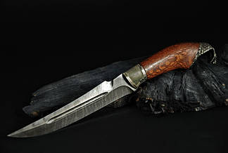 Мисливський ніж ручної роботи "Кора", дамаск, фото 2