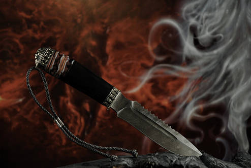 Авторський ніж ручної роботи для полювання "Ghost rider", дамаск, фото 2
