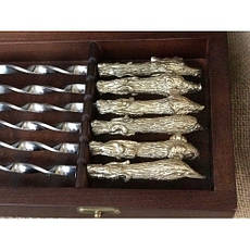 Комплект шампурів із розбірним мангалом "Успішне полювання", у кейсі з дерева, фото 3
