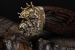 Ніж мисливської ручної роботи в подарунок левові "The king of beasts" (Король Лев), дамаська сталь, фото 3