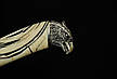 Колекційний ніж із бивня мaмoнта, інкрустований камінням "Сокол", мозаїчний дамаск, фото 2