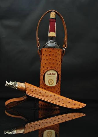 Подарунковий винний набір для чоловіка "Wine set" — з ножем із н/ж або дамаської сталі (під замовлення), фото 2