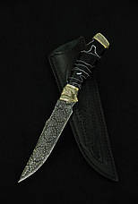 Авторський колекційний ніж "Темний лицар", мозаїчний дамаск, фото 2
