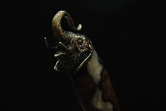 Мисливський ніж ручного виготовлення "Слон", дамаск, фото 3