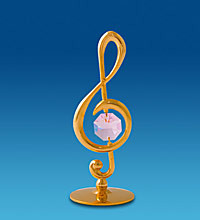 Позолочена фігурка "Музичний ключ" з кольоровими кристалами Сваровскі