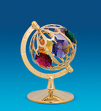 Позолочена фігурка "Глобус" з кольоровими кристалами Сваровскі, фото 1