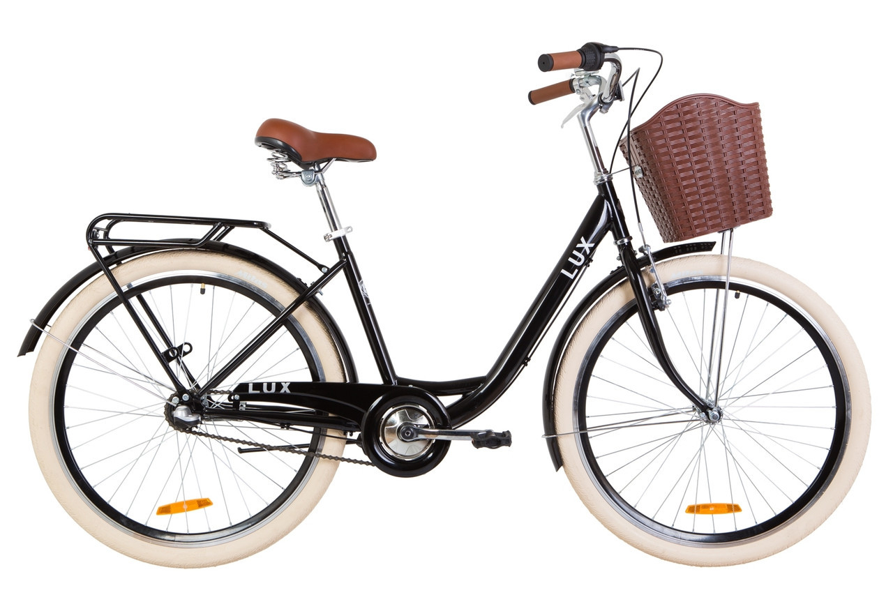 Дорожньо-міський велосипед з багажником і кошиком DOROZHNIK LUX PH 26" (чорний)