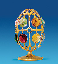 Позолочена фігурка "Яйце" з кольоровими кристалами Сваровскі, фото 1